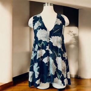 & Other Stories Black Floral Top Sleeveless Mini Dress Tunic 2 XS